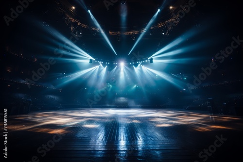 Step into the center stage with a spotlight background, featuring a single beam of light that draws attention to the focal point, Generative AI photo