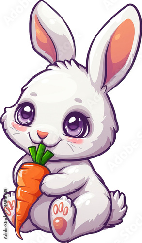 Cute bunny cartoon style isolated on transparent background. PNG