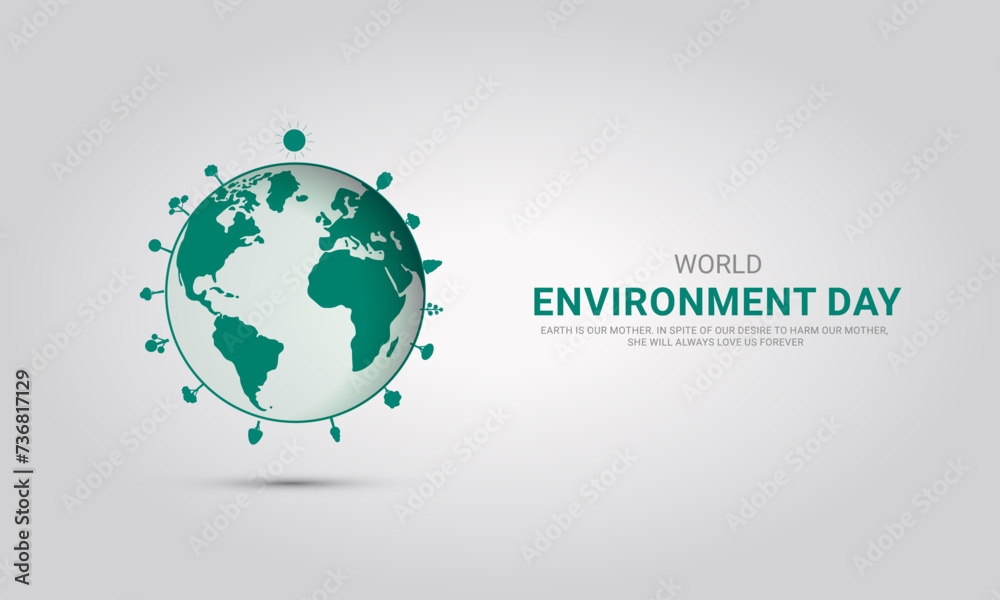 World Environment day, Save Environment save world, Creative Concept design for banner and poster. 3D illustration