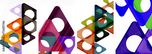 Abstract background set featuring captivating triangles. Harmonious blend of geometry and style, these designs bring modern flair