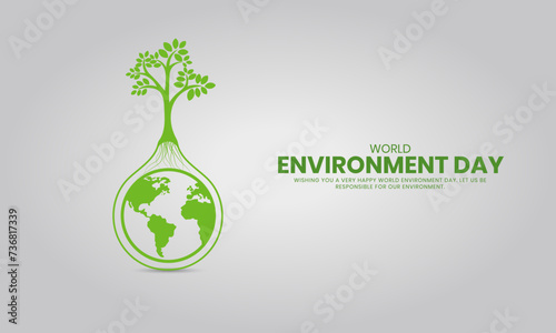 World Environment day, Save Environment save world, Creative Concept design for banner and poster. 3D illustration