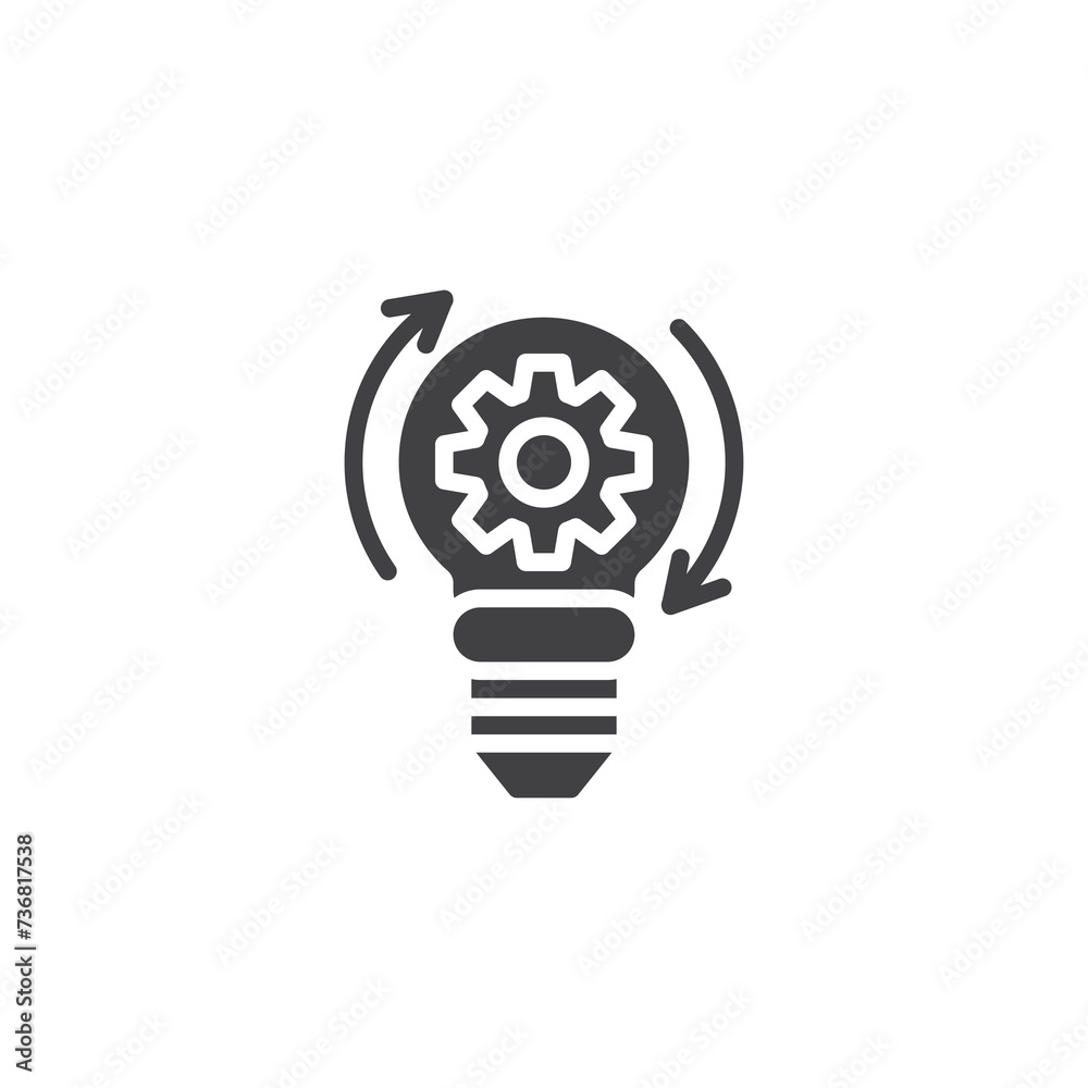 Lightbulb with gear or arrows vector icon Lightbulb with gear or arrows vector icon