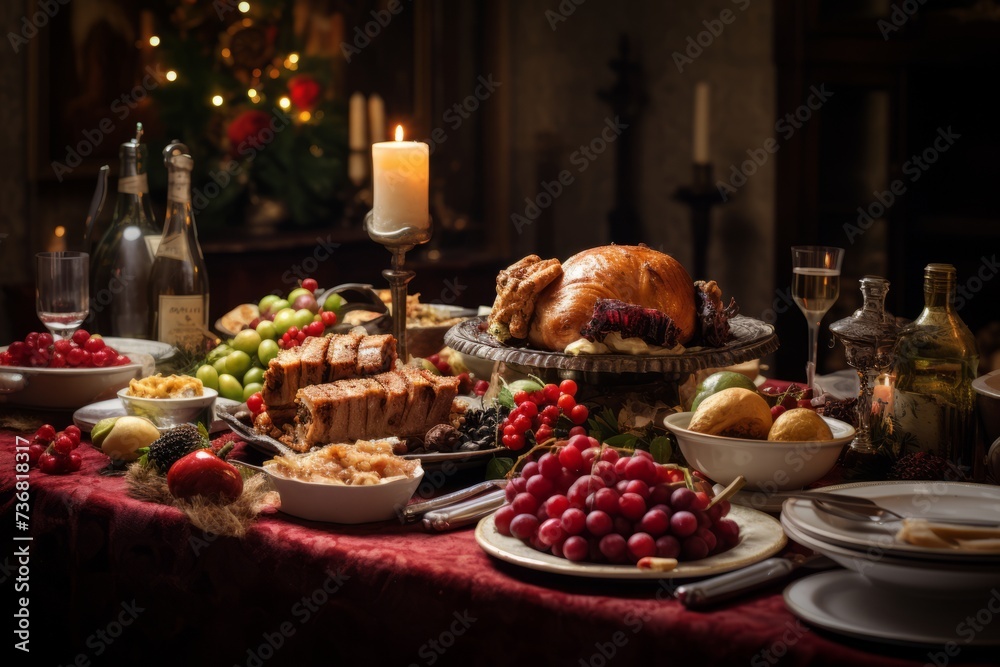 A table set for a festive Christmas feast