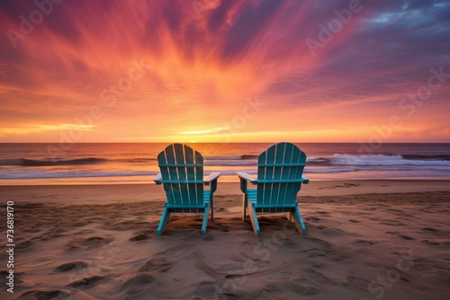 Beach chairs arranged for the perfect sunrise view © KerXing