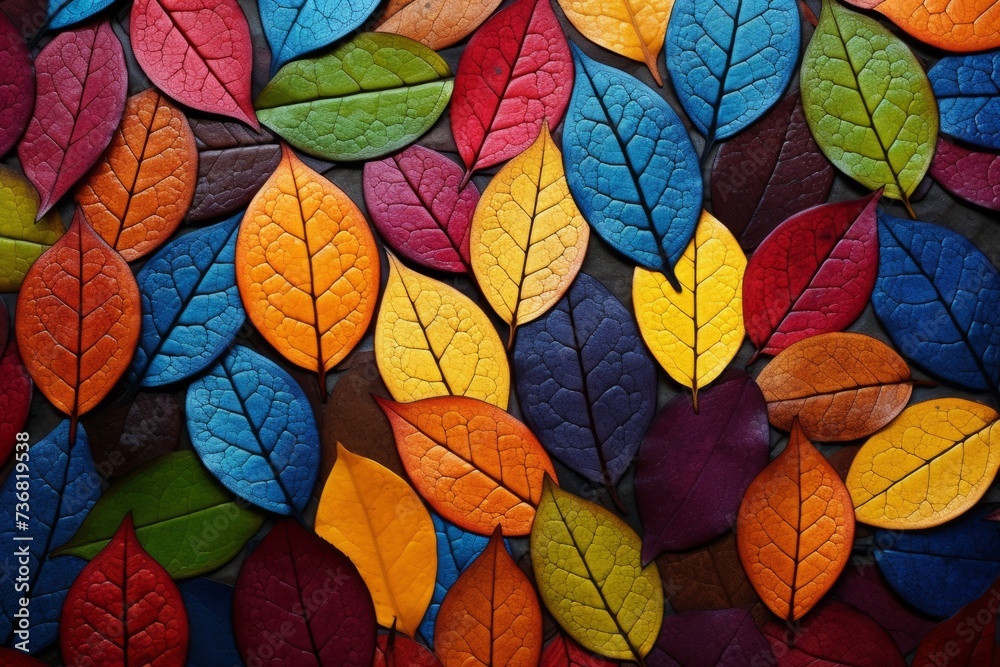 Fallen leaves creating a mosaic of colors