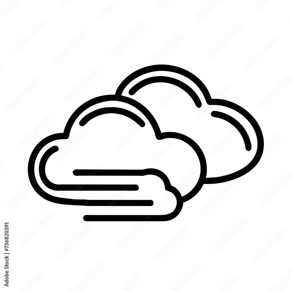 Weather line icon, cloud icon. Simple flat outline sign for web, forecast app. 