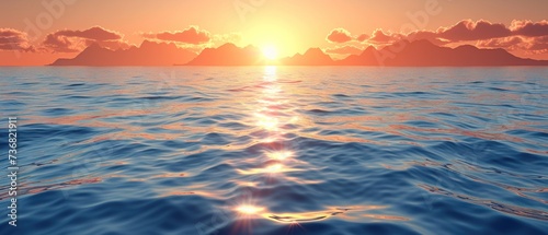 a large body of water with the sun setting in the sky above the water and clouds in the sky above the water.