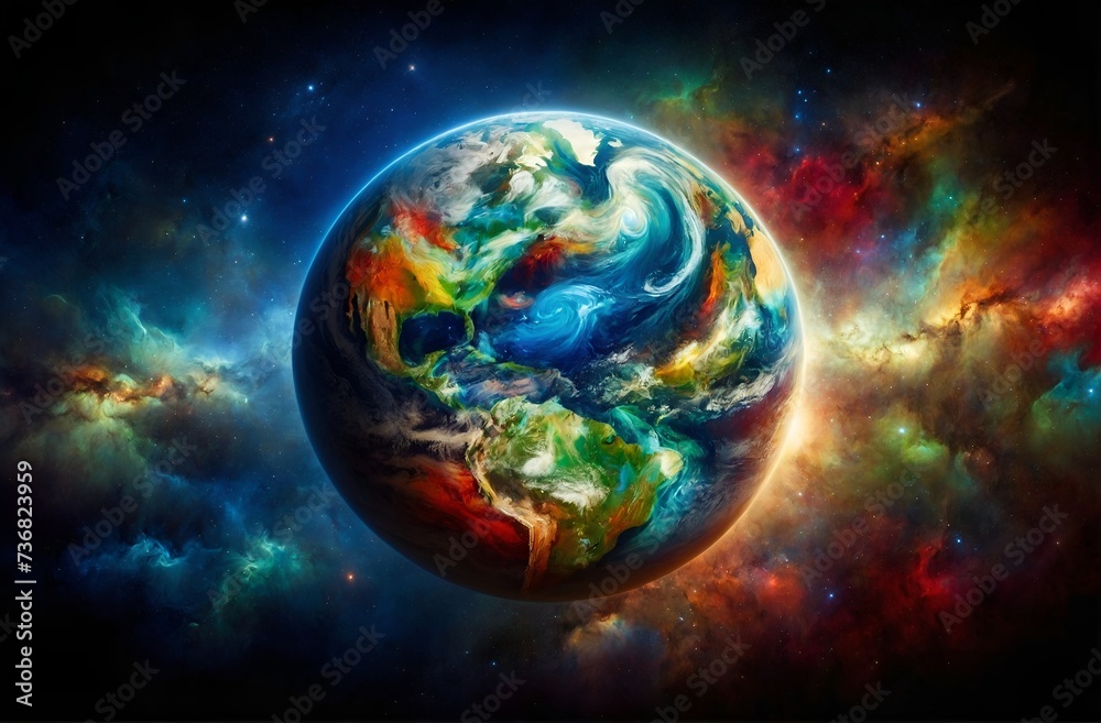 a vibrantly colored Earth in space a vibrantly colored Earth in space