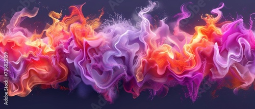 a group of different colored smokes on a black background with a purple background and a red, orange, pink, and purple background.