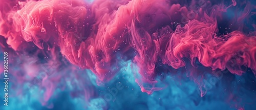 a blue and pink background with a lot of pink and blue smoke coming out of the bottom of the image. photo
