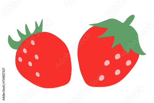 シンプルな苺の2個セットのイラスト（主線なし）