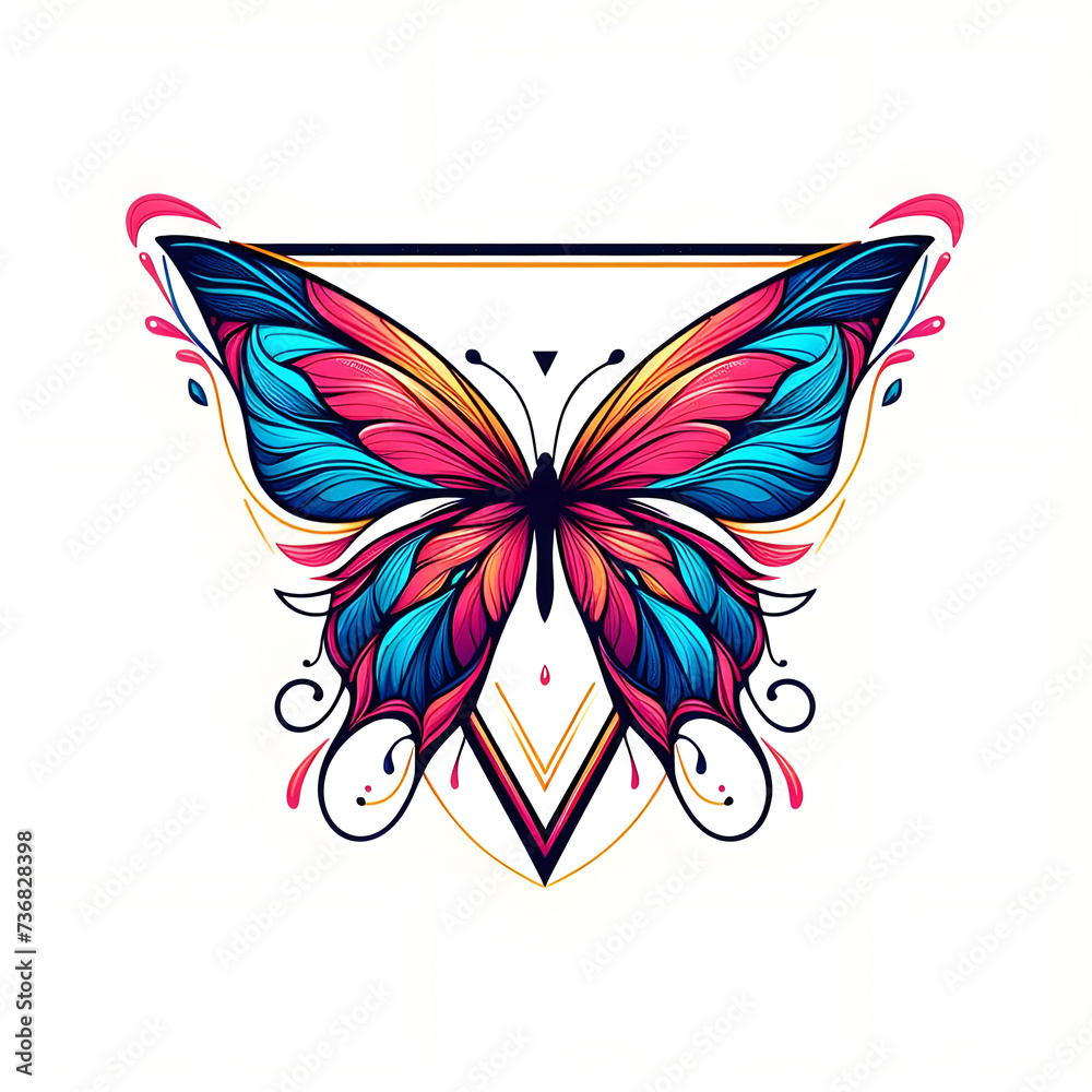 BEAUTIFUL MULTICOLORED BUTTERFLY TRIANGLE BANNER WITH SPACE TO WRITE BEAUTIFUL MULTICOLORED BUTTERFLY TRIANGLE BANNER WITH SPACE TO WRITE