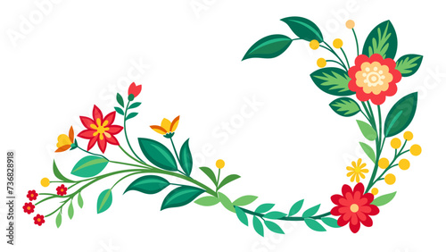 Floral design with leaves and swirl vector isolated