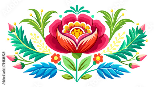 Floral design with leaves and swirl vector isolated