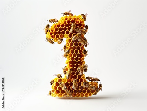 Number one made of honey comb 