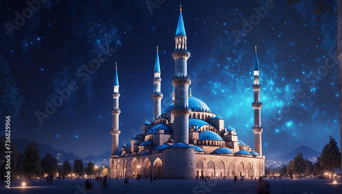 blue mosque at night photo