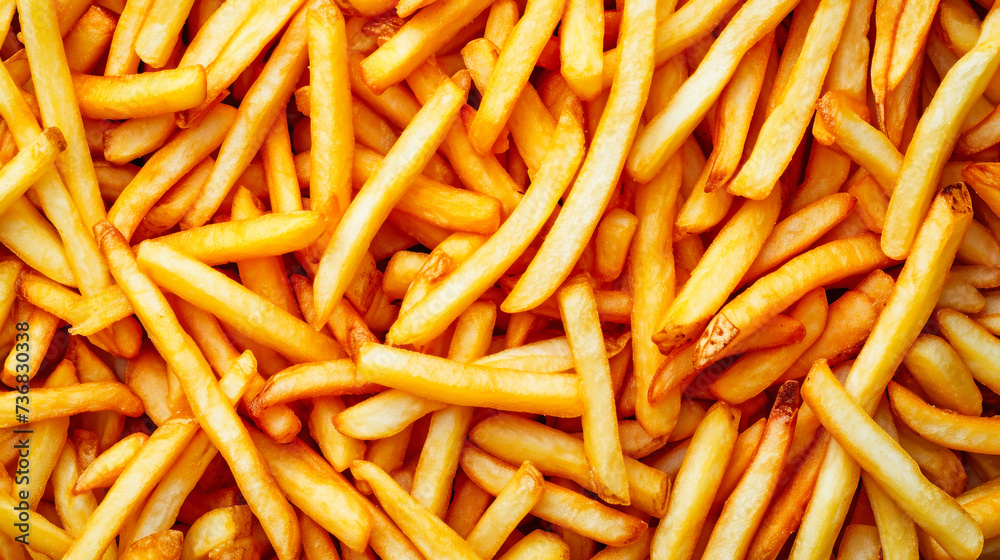 Pile of French Fries on Table Pile of French Fries on Table