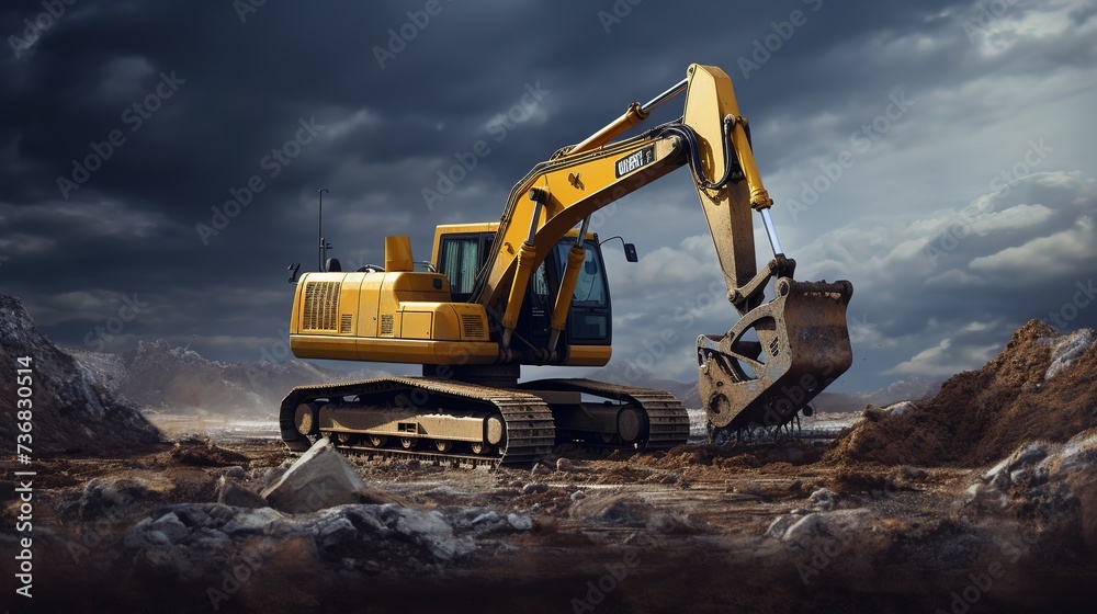 Group of excavator working on a construction site AI Generated Pro Photo Group of excavator working on a construction site AI Generated Pro Photo