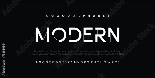Modern alphabet font. Creative abstract urban, futuristic, fashion, sport, minimal technology typography. Simple vector illustration with number