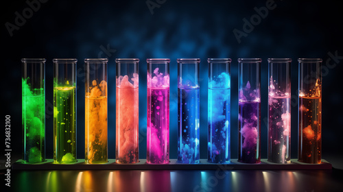 3d illustration, 3d render, Laboratory, chemical tubes with colorful color, ai generate