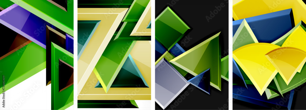 Triangle composition poster background set for wallpaper, business card, cover, poster, banner, brochure, header, website