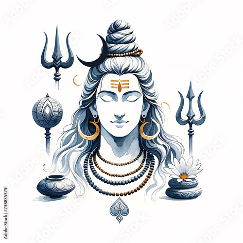 Maha Shivratri Lord Shiva Artwork, Mahadev illustration photo