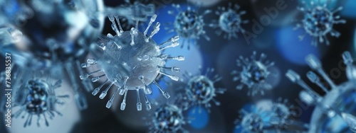 virus close-up, bacteria, 3d rendering photo