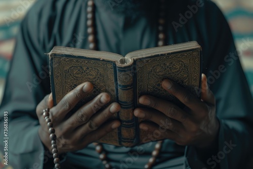 Wallpaper Mural A man reading from the Qur'an with beads in hand during Ramadan. Torontodigital.ca