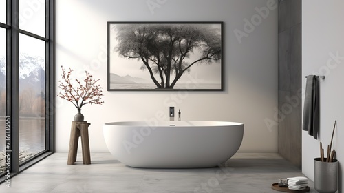 bathroom room ideas, including bathtub, glass, towels, shower, shelf table which are simple and minimalist but still give the impression of being clean and elegant.