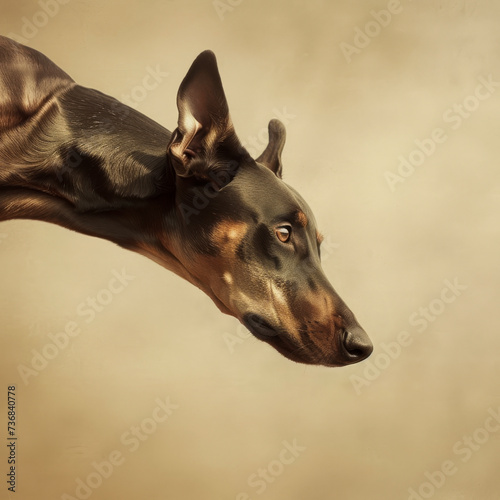 Dynamic Doberman Jumping, Dog Profile Action Shot