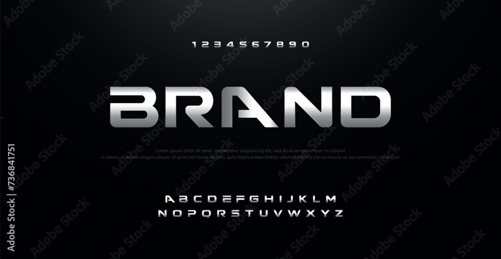 Brand Modern abstract digital alphabet font. Minimal technology typography, Creative urban sport fashion futuristic font and with numbers. vector illustration	