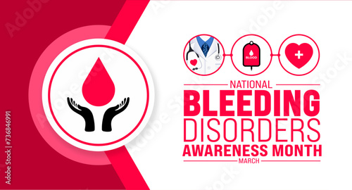 March is National Bleeding Disorders Awareness Month background template. Holiday concept. use to background, banner, placard, card, and poster design template with text inscription and standard color