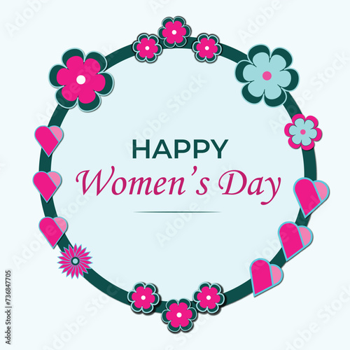 Elegant card for International Women's Day.Banner, flyer for March 8 with flowers and wishing happy holiday. Congratulating card for brochures .Vector illustration