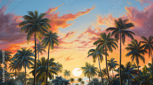 A painting of palm trees