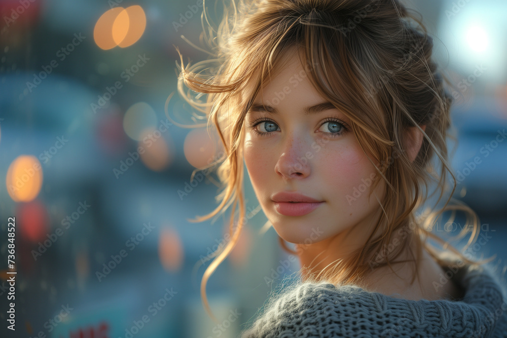 A Young and Elegant Woman with A Gentle Smile, in A Romantic Scene A Young and Elegant Woman with A Gentle Smile, in A Romantic Scene