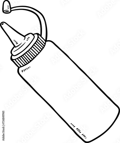 Vector Cartoon Hand Drawn Plastic Bottle Dispenser Line Art