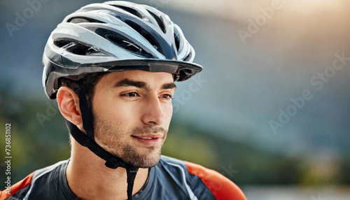 Cycling Confidence: Man in Helmet Inspiring Exercise and Workout