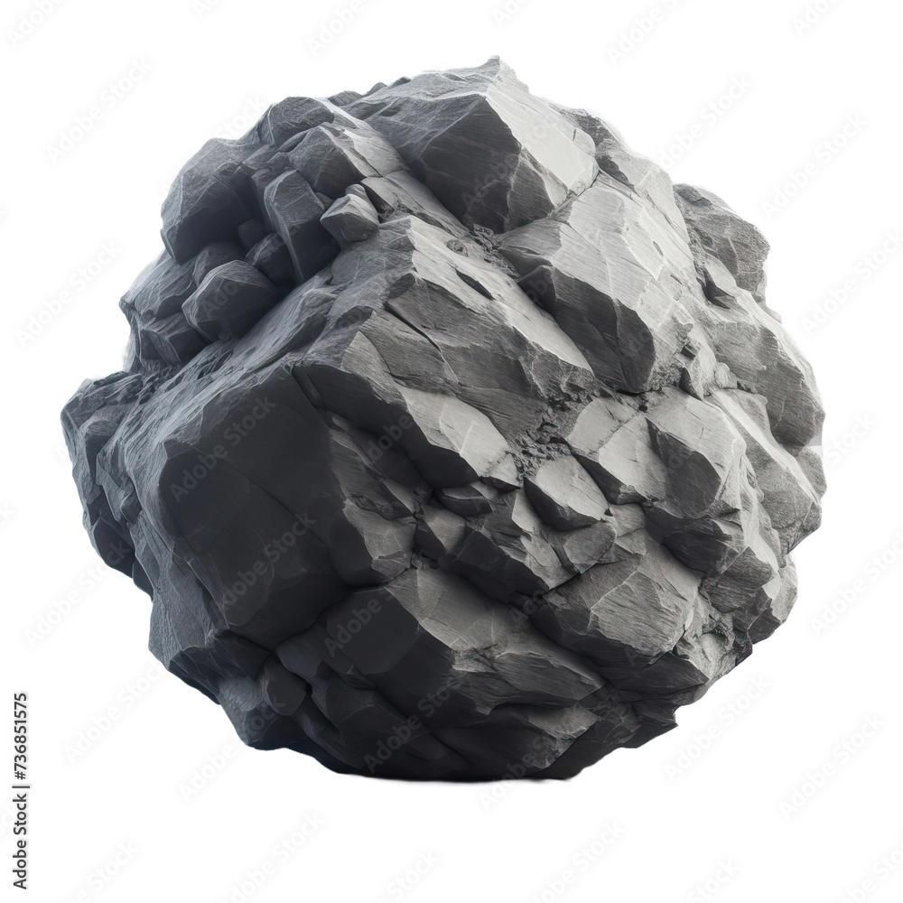 Andesite | stone | and dark color. isolated on a transparent background, PNG.  Andesite stone round shape Generative AI  