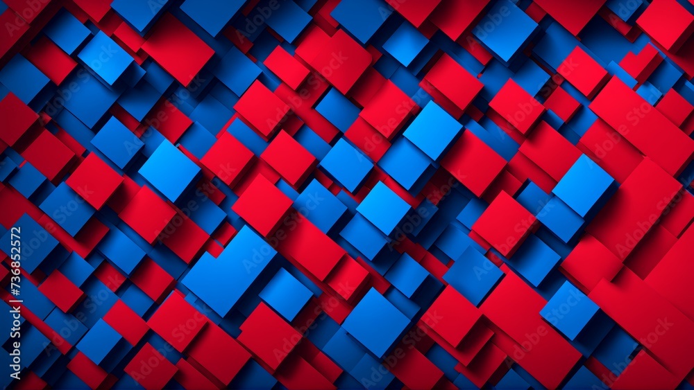 Digital blue and red geometric pixel art pattern backdrop Digital blue and red geometric pixel art pattern backdrop