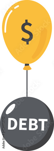 Tax burden, taxation problem for wealth accumulation concept, yellow balloon with dollar money sign cannot rising up cause of heavy debt burden.

