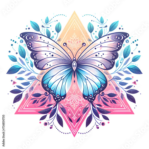 BEAUTIFUL MULTICOLORED PASTEL COLORS BUTTERFLY TRIANGLE BANNER WITH SPACE TO WRITE