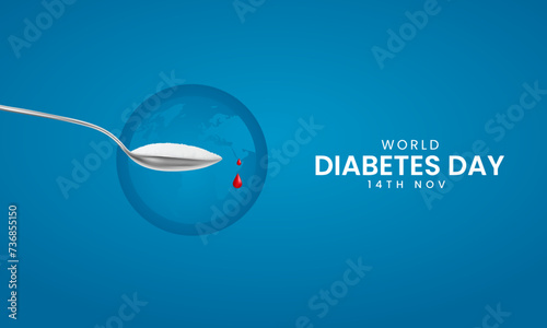 World Diabetes Day. Creative Diabetes Day ads. 3D Illustration