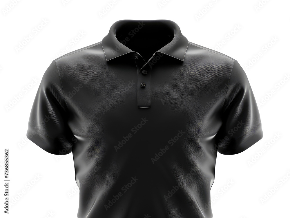 Black t-shirt with collar isolated on transparent background Black t-shirt with collar isolated on transparent background