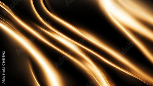 Lustrous black and gold waves glow banner 