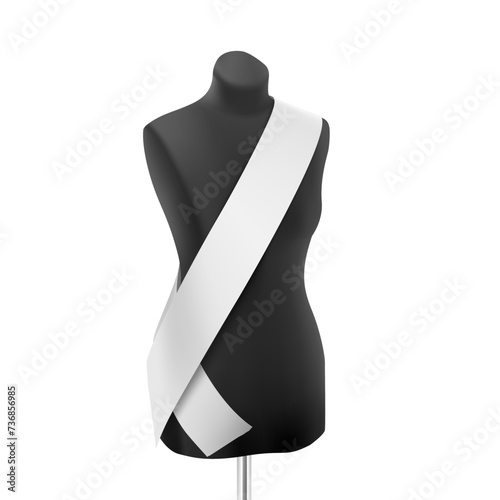 Female tailor dressmaker dummy mannequin with white ribbon. Vector illustration isolated on white background. Ready for your design. EPS10.