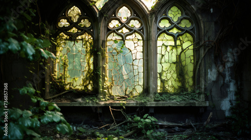 Leaded lights quarrel window in old weathered.