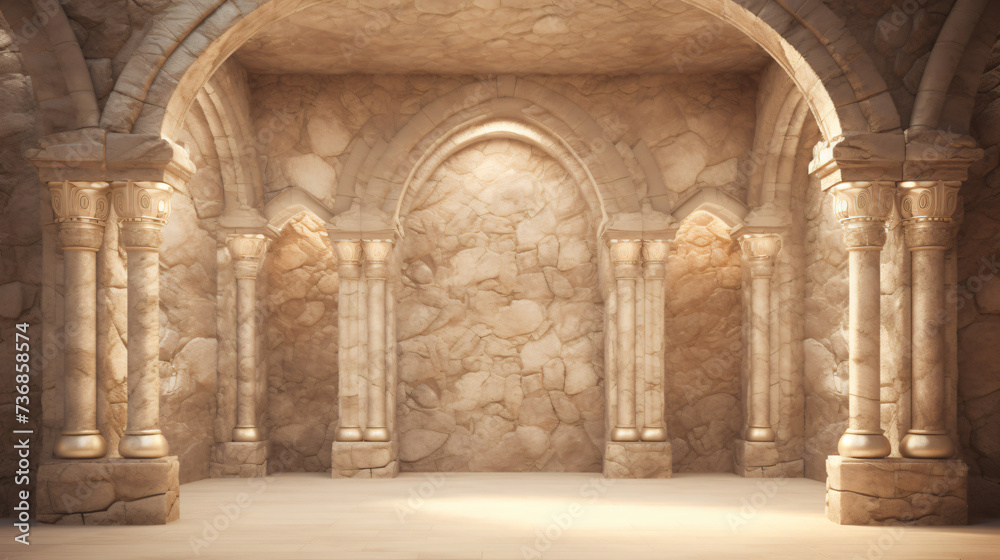 Ancient wall with pillars