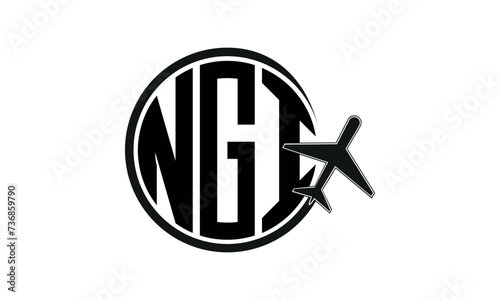 NGI three initial letter circle tour & travel agency logo design vector template. hajj Umrah agency, abstract, wordmark, business, monogram, minimalist, brand, company, flat, tourism agency, tourist photo