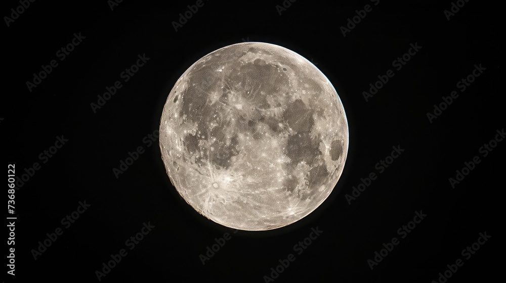 Fototapeta premium Full moon shining on the sky in cloudy day.