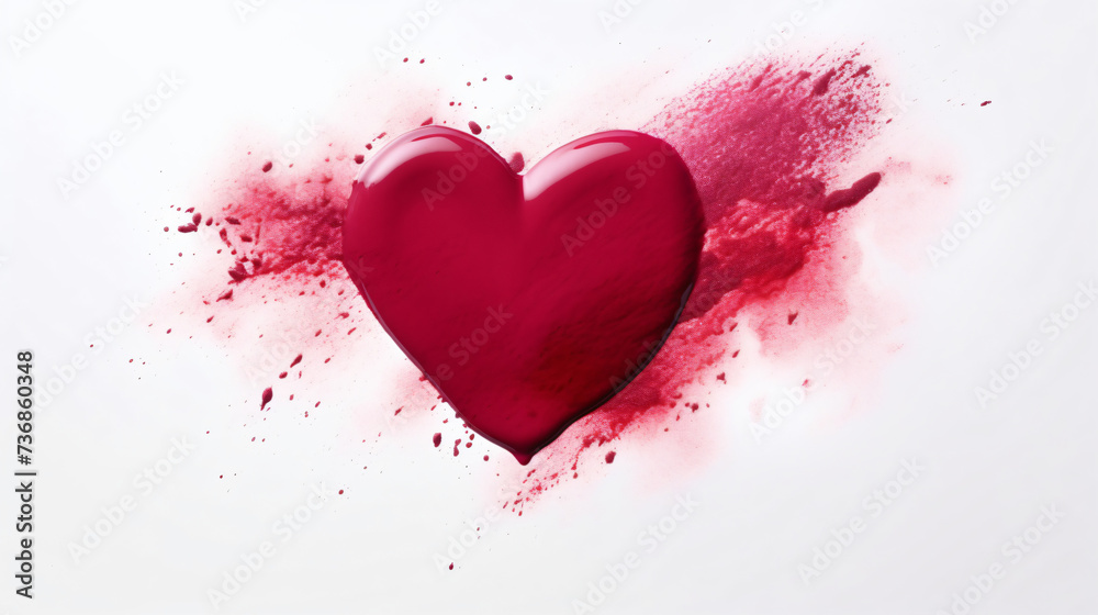 Lipstick smudge or color paint heart shape texture